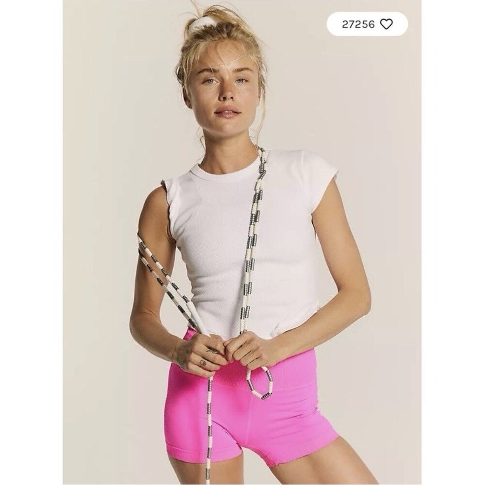 Free People FP Movement Good Karma Shorts XS/S Neon Pink High Rise Workout Gym